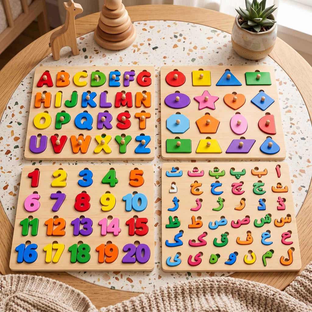 Wooden Learning Boards — ABC, Urdu, Shapes & Numbers, Set of 4 — supplier product image 3