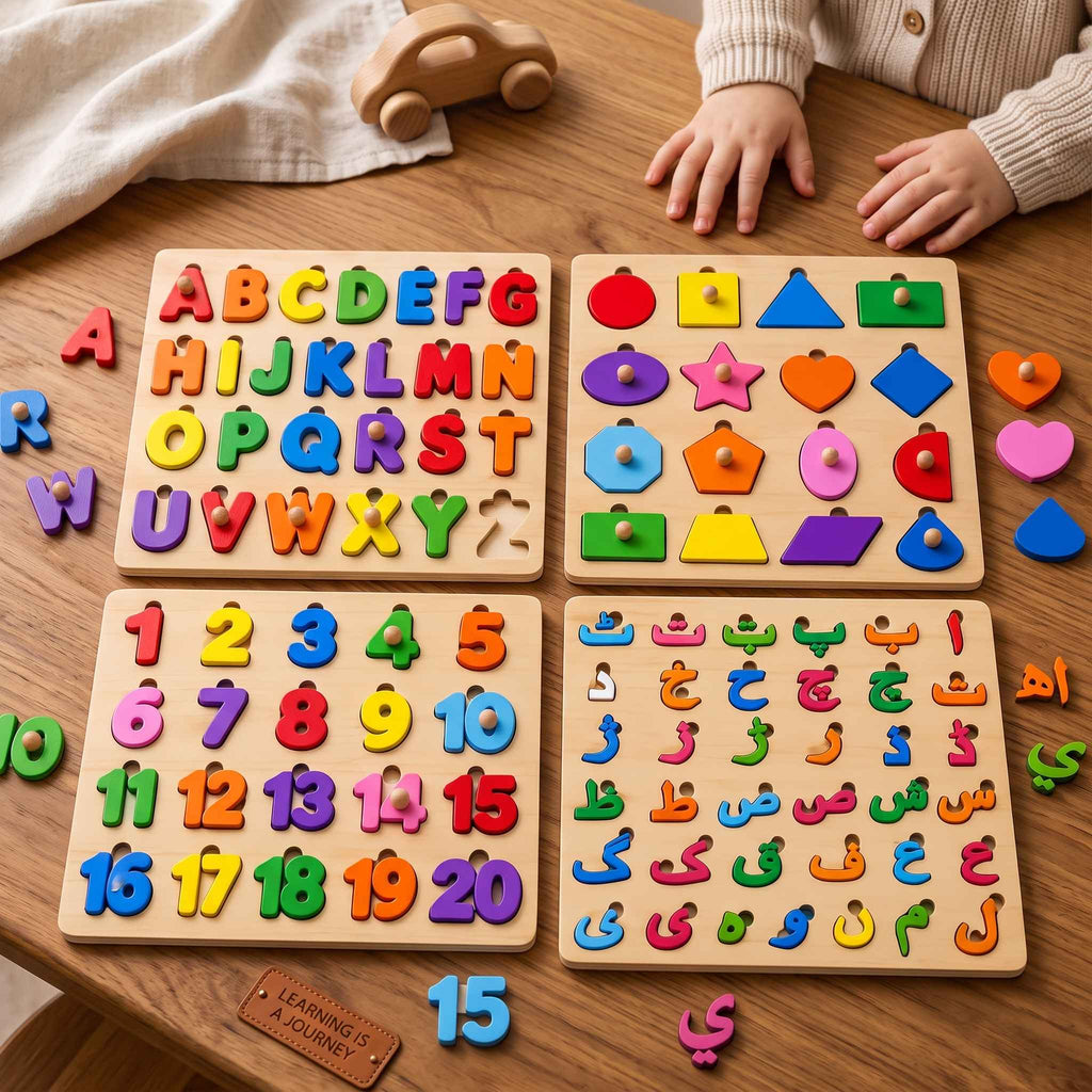 Wooden Learning Boards — ABC, Urdu, Shapes & Numbers, Set of 4 — supplier product image 4
