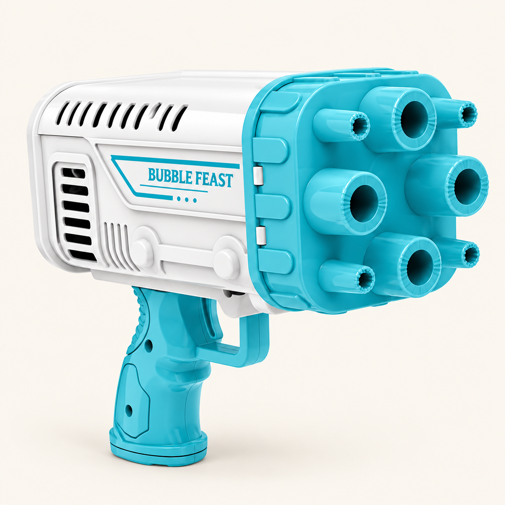2-in-1 Bazooka Bubble Blower — Random Colour — blue and white example; supplied colour varies